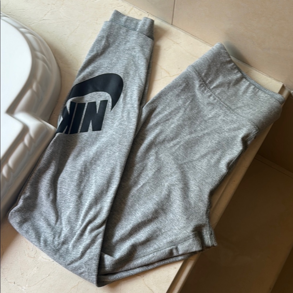 Nike Gray Leggings with Black Logo